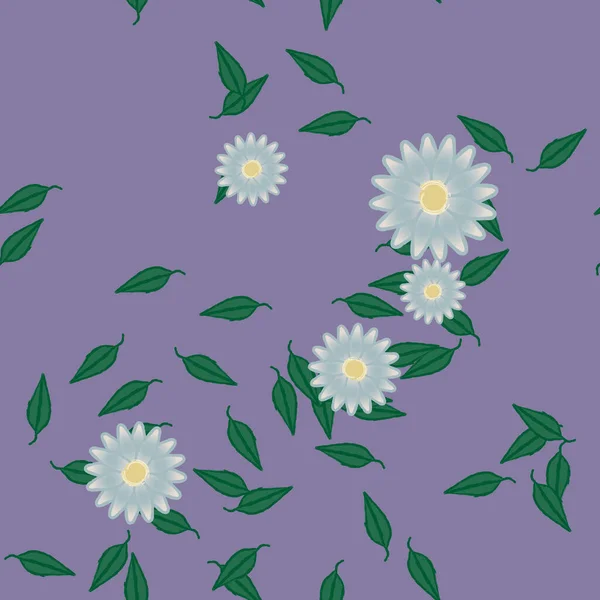 Fleurs Avec Feuilles Fond Sans Couture Illustration Vectorielle — Image vectorielle