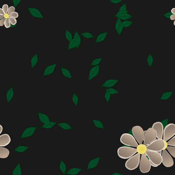 Ilustração Vetorial Pétalas Flores Com Folhas Fundo Floral — Vetor de Stock