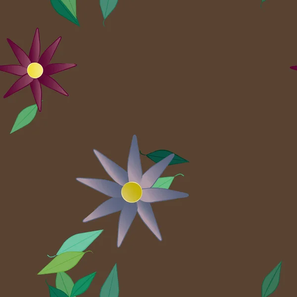 Flores Con Hojas Fondo Sin Costuras Ilustración Vectorial — Archivo Imágenes Vectoriales