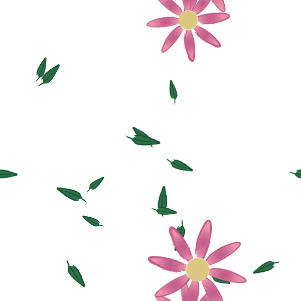 Flowers Petals Leaves Seamless Background Vector Illustration — Stock Vector