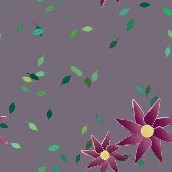 Flores Con Hojas Fondo Sin Costuras Ilustración Vectorial — Vector de stock