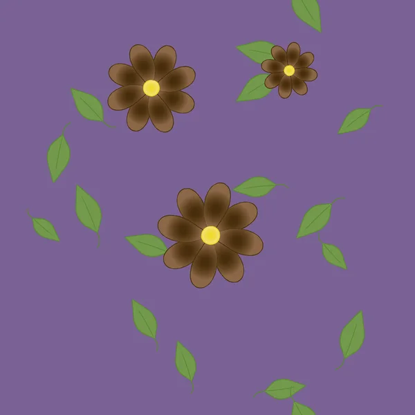 Flores Con Hojas Fondo Sin Costuras Ilustración Vectorial — Vector de stock