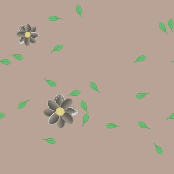 Flores Con Hojas Fondo Sin Costuras Ilustración Vectorial — Archivo Imágenes Vectoriales