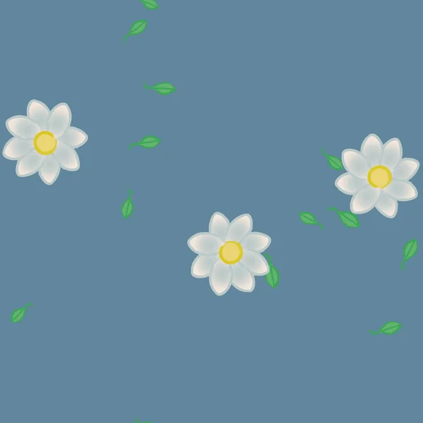 Flores Con Hojas Fondo Sin Costuras Ilustración Vectorial — Vector de stock