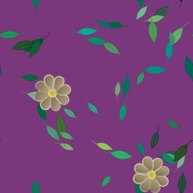 Yapraklı çiçek yapraklarının vektör çizimi, botanik arka plan