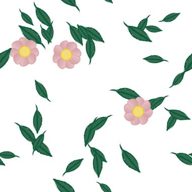 Yapraklı yaz çiçekleri, arka plan, vektör illüstrasyonu