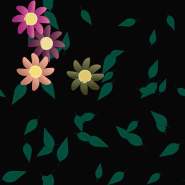 Yapraklı çiçek yapraklarının vektör çizimi, botanik arka plan