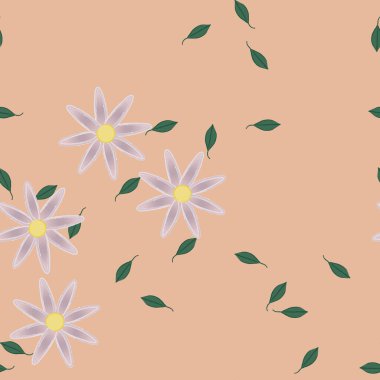 Yapraklı yaz çiçekleri, arka plan, vektör illüstrasyonu