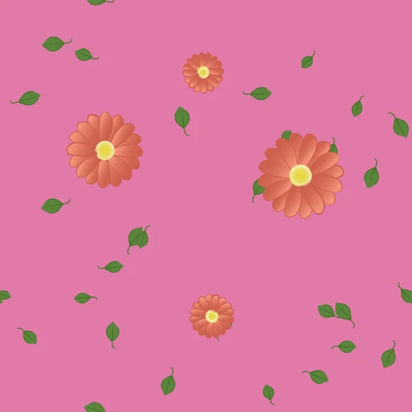 Flores Con Hojas Fondo Sin Costuras Ilustración Vectorial — Vector de stock