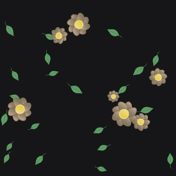 Fleurs Avec Feuilles Fond Sans Couture Illustration Vectorielle — Image vectorielle