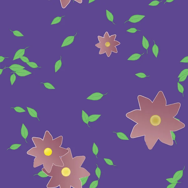 Zomer Bloemen Bloemblaadjes Met Bladeren Achtergrond Vector Illustratie — Stockvector