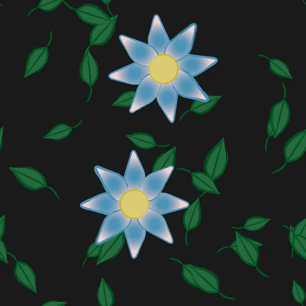 Flores Con Hojas Fondo Sin Costuras Ilustración Vectorial — Vector de stock