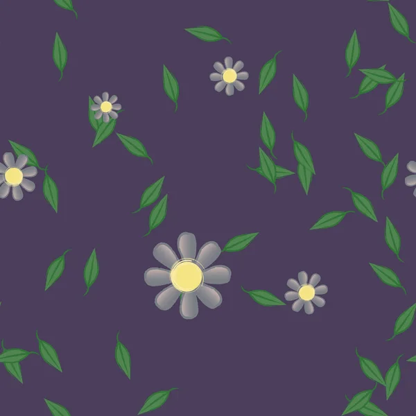 Blumen Mit Blättern Nahtloser Hintergrund Vektorillustration — Stockvektor