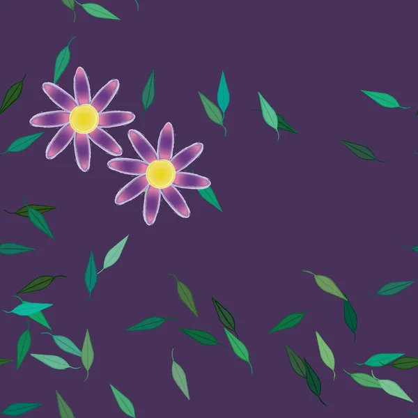 Bloemen Met Bladeren Naadloze Achtergrond Vector Illustratie — Stockvector