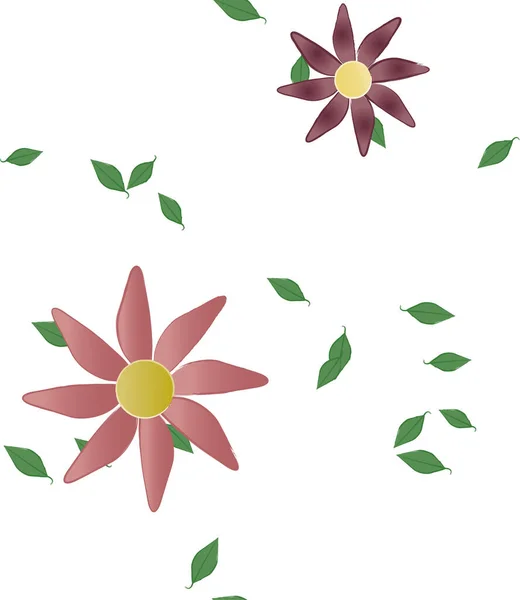 Flores Con Hojas Fondo Sin Costuras Ilustración Vectorial — Vector de stock