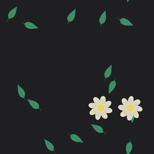 Flores Com Folhas Sem Costura Fundo Ilustração Vetorial — Vetor de Stock