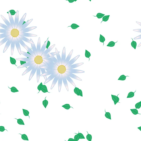 Flores Con Hojas Fondo Sin Costuras Ilustración Vectorial — Archivo Imágenes Vectoriales