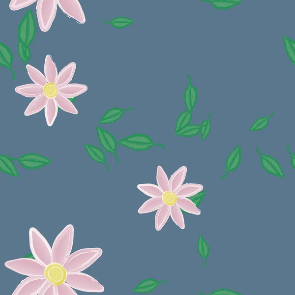 Flores Con Hojas Fondo Sin Costuras Ilustración Vectorial — Vector de stock