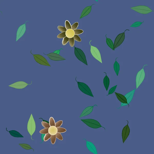 Illustration Vectorielle Pétales Fleurs Été Avec Feuilles Fond Botanique — Image vectorielle