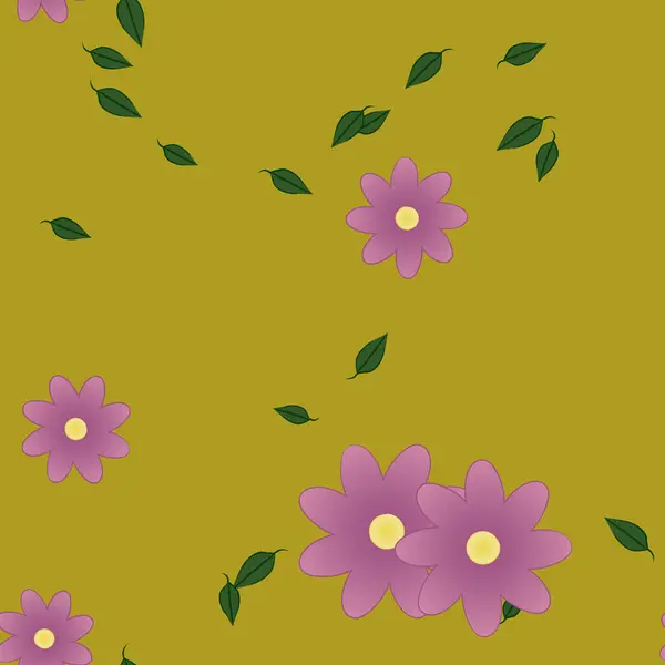 Flowers Leaves Seamless Background Vector Illustration — Stock Vector