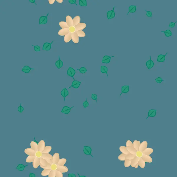 Fleurs Avec Feuilles Fond Sans Couture Illustration Vectorielle — Image vectorielle