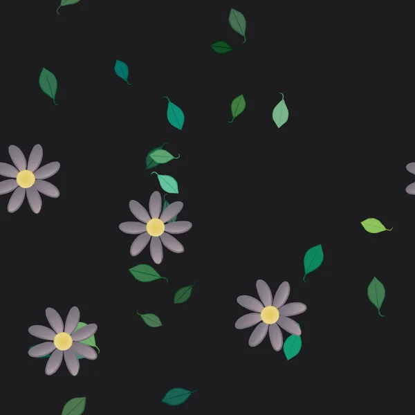 Flores Com Folhas Sem Costura Fundo Ilustração Vetorial —  Vetores de Stock