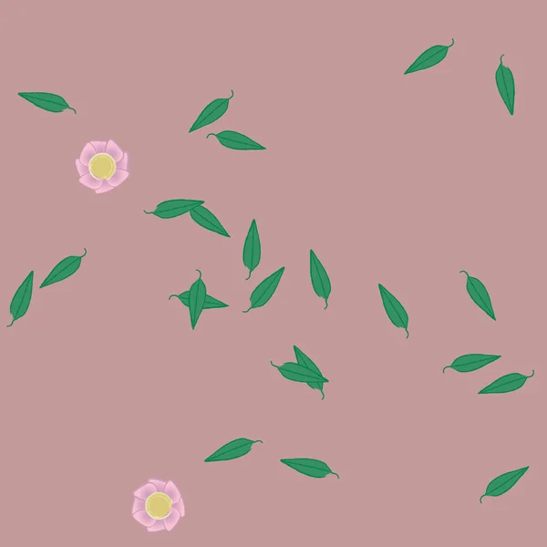 Flores Com Folhas Sem Costura Fundo Ilustração Vetorial — Vetor de Stock