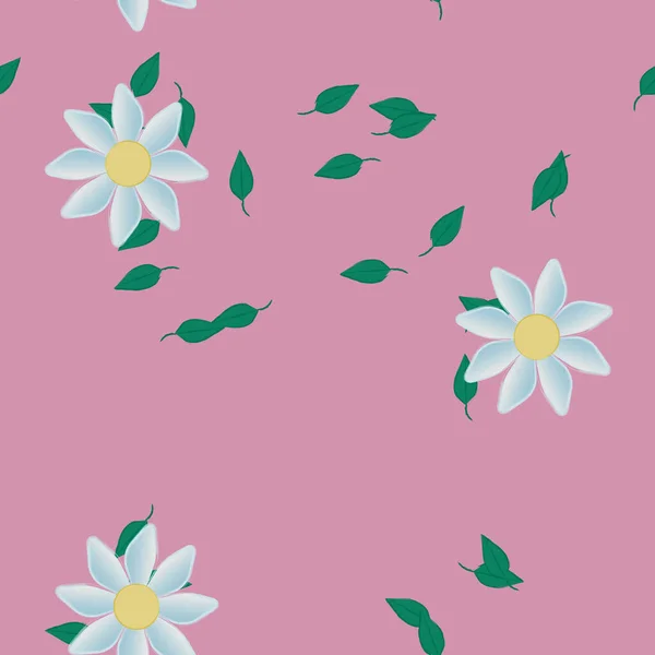 Flores Con Hojas Fondo Sin Costuras Ilustración Vectorial — Archivo Imágenes Vectoriales