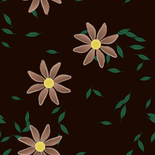 Bloemen Met Bladeren Naadloze Achtergrond Vector Illustratie — Stockvector