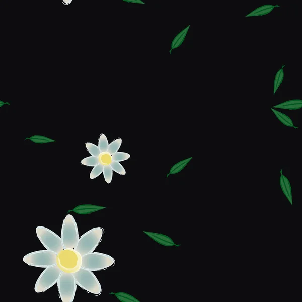 Flores Con Hojas Fondo Sin Costuras Ilustración Vectorial — Vector de stock