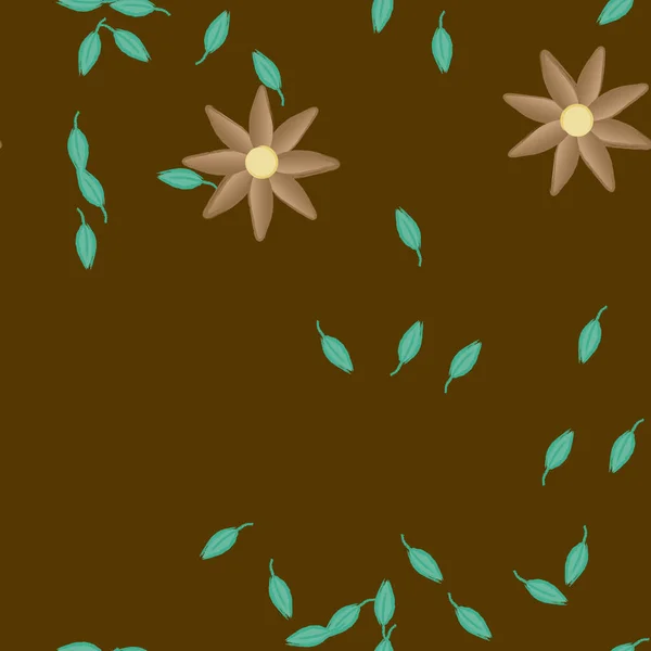 Flores Con Hojas Fondo Sin Costuras Ilustración Vectorial — Archivo Imágenes Vectoriales