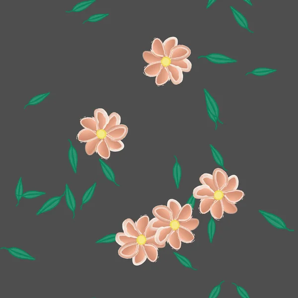 Illustration Vectorielle Pétales Fleurs Été Avec Des Feuilles Fond Sans — Image vectorielle