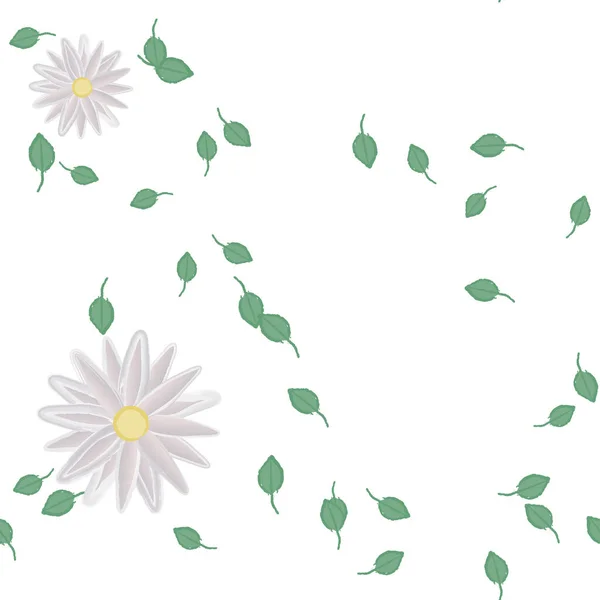 Flores Com Folhas Sem Costura Fundo Ilustração Vetorial — Vetor de Stock