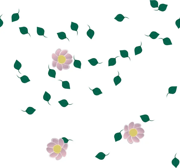 Blumen Mit Blättern Nahtloser Hintergrund Vektorillustration — Stockvektor