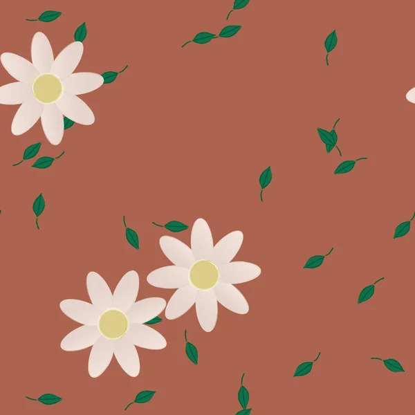 Flores Con Hojas Fondo Sin Costuras Ilustración Vectorial — Vector de stock