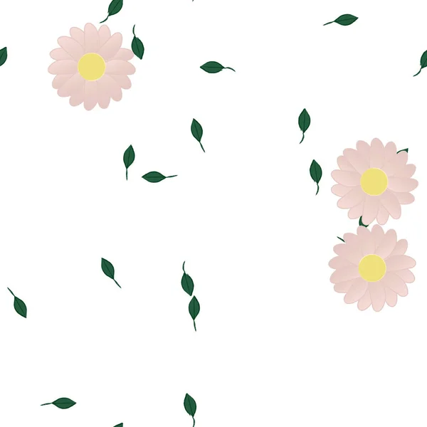 Flores Con Hojas Fondo Sin Costuras Ilustración Vectorial — Vector de stock