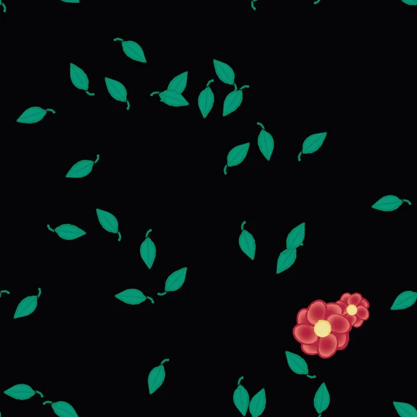 Flores Con Hojas Fondo Sin Costuras Ilustración Vectorial — Vector de stock