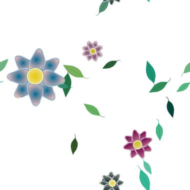Yapraklı çiçek yapraklarının vektör çizimi, botanik arka plan