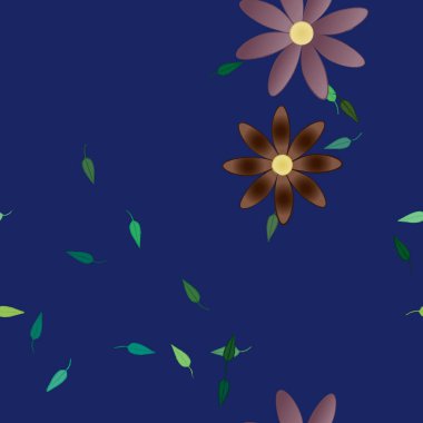 Yapraklı çiçek yapraklarının vektör çizimi, botanik arka plan