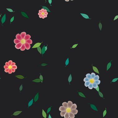 Yapraksız arkaplanı olan çiçek yaprakları, vektör illüstrasyonu