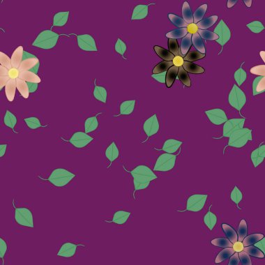 Yapraklı çiçek yapraklarının vektör çizimi, botanik arka plan