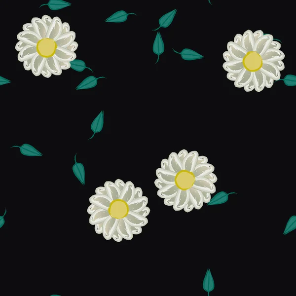 Flores Con Hojas Fondo Sin Costuras Ilustración Vectorial — Vector de stock