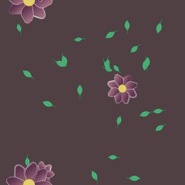 Fleurs Avec Feuilles Fond Sans Couture Illustration Vectorielle — Image vectorielle