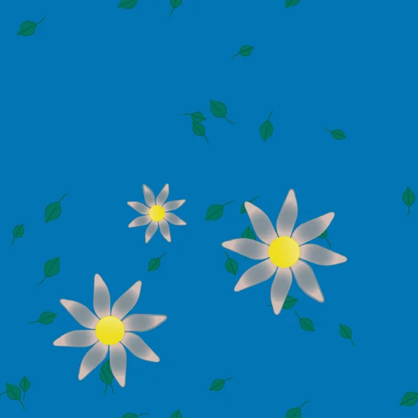 Flores Con Hojas Fondo Sin Costuras Ilustración Vectorial — Vector de stock