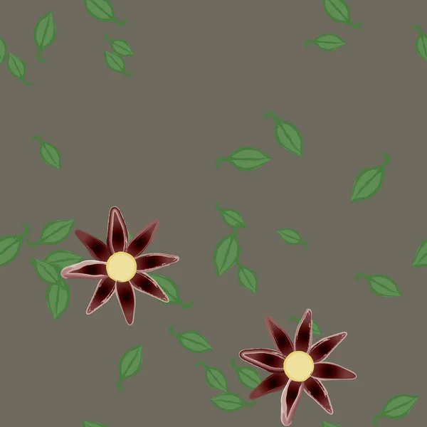 Векторная Иллюстрация Летних Цветов Лепестки Листьями Бесшовный Фон — стоковый вектор