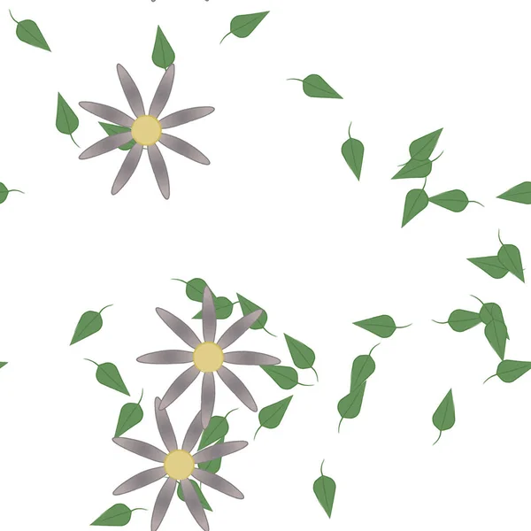 Illustration Vectorielle Fleurs Été Pétales Avec Feuilles Fond Floral — Image vectorielle