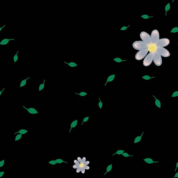 Flores Con Hojas Fondo Sin Costuras Ilustración Vectorial — Vector de stock