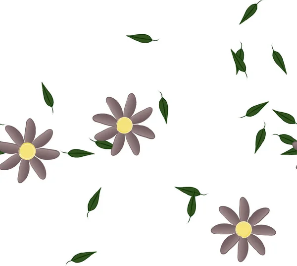 Blumen Mit Blättern Nahtloser Hintergrund Vektorillustration — Stockvektor