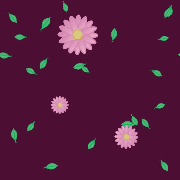 Blumen Mit Blättern Nahtloser Hintergrund Vektorillustration — Stockvektor