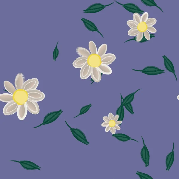 Fleurs Avec Feuilles Fond Sans Couture Illustration Vectorielle — Image vectorielle